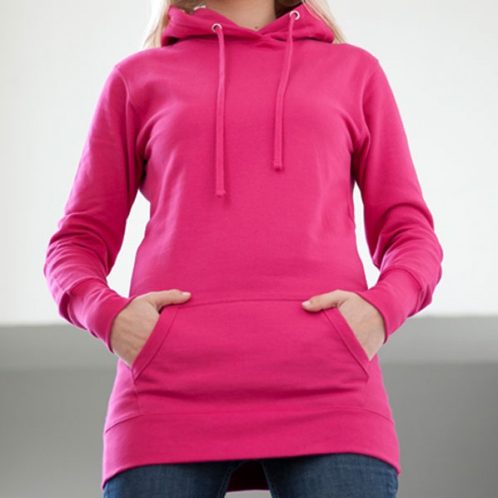 AWDis JH005 Girlie Longline Hoodie Hooded Top Embroidery and