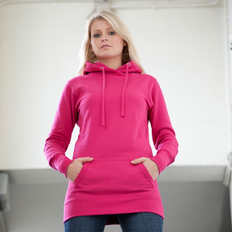 AWDis JH005 Girlie Longline Hoodie Hooded Top Embroidery and
